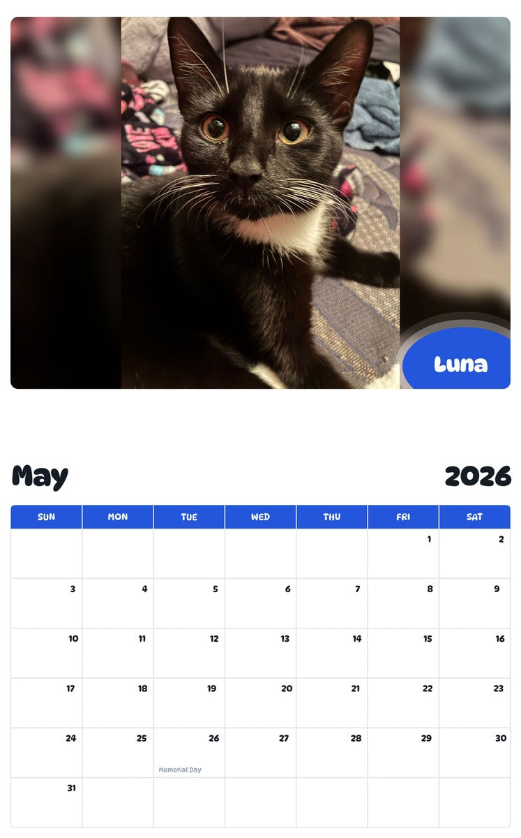 2026 - 2027 Luna - Pawidols Pet Calendar