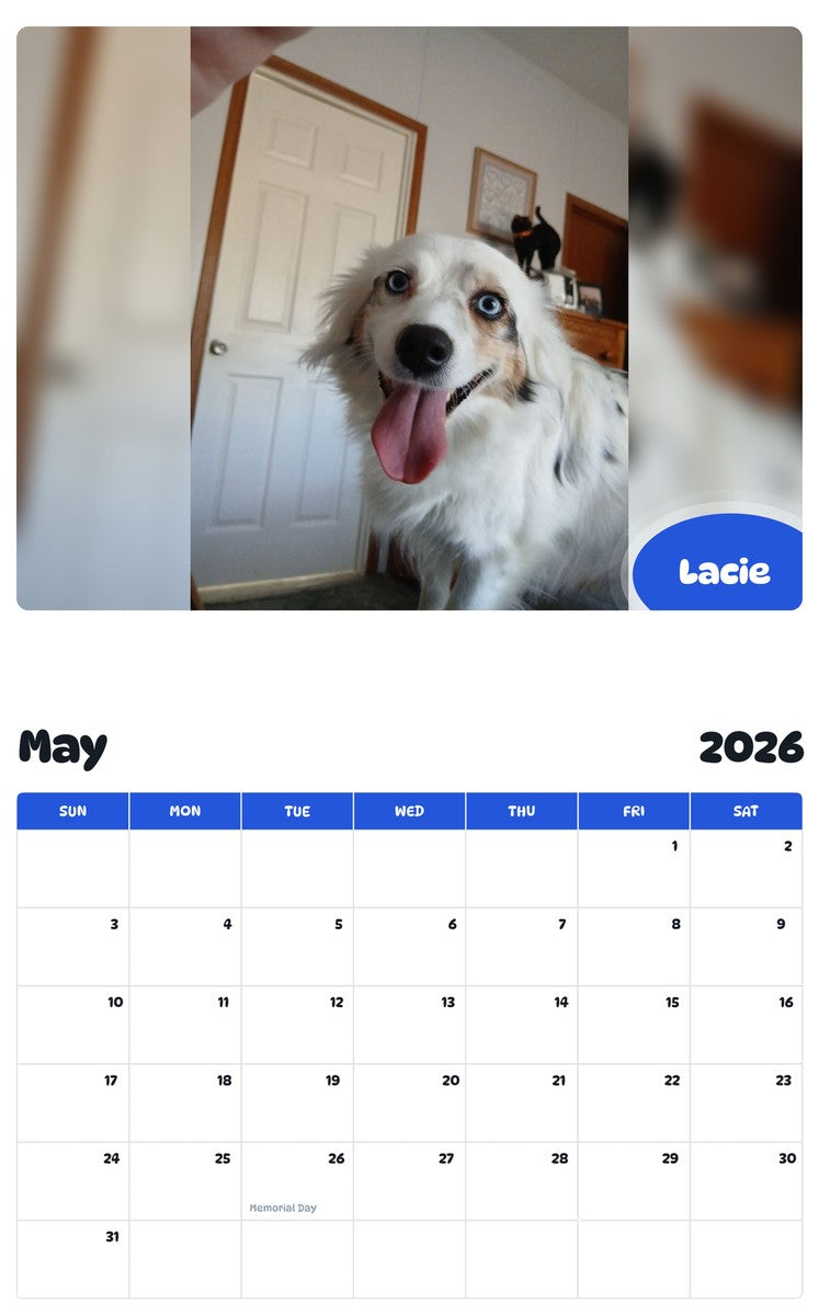 2026 - 2027 Lacie - Pawidols Pet Calendar