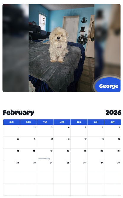 October 2025 - September 2026 George - Pawidols Pet Calendar