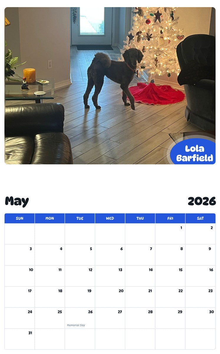 2026 - 2027 Lola Barfield - Pawidols Pet Calendar