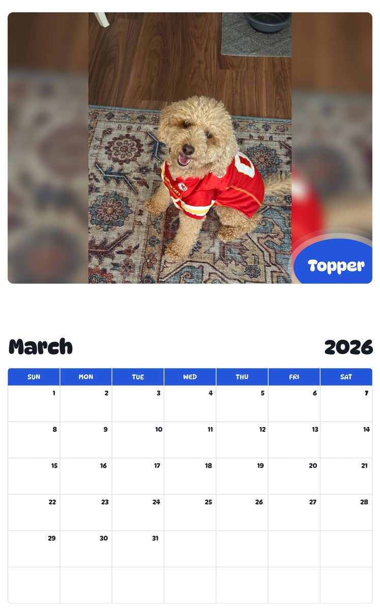 November 2025 - October 2026 Topper - Pawidols Pet Calendar