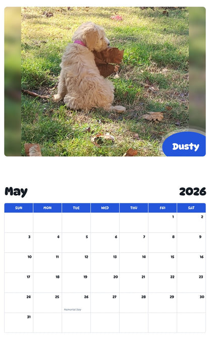 2026 - 2027 Dusty - Pawidols Pet Calendar