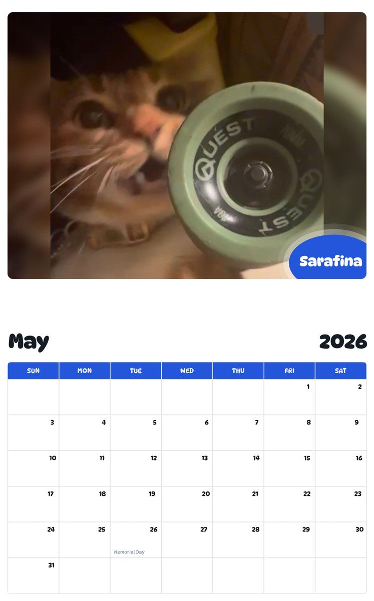 2026 - 2027 Sarafina - Pawidols Pet Calendar
