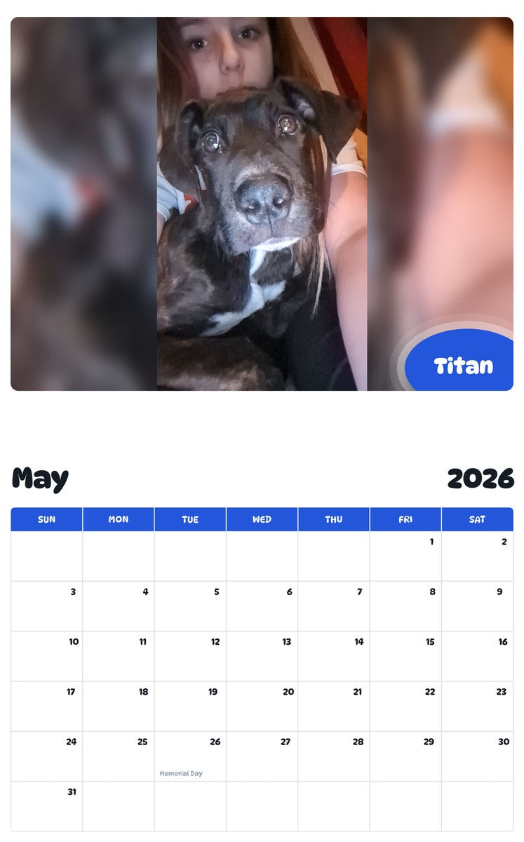 2026 - 2027 Titan - Pawidols Pet Calendar