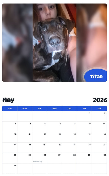 2026 - 2027 Titan - Pawidols Pet Calendar