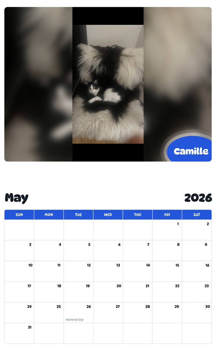 2026 - 2027 Camille - Pawidols Pet Calendar