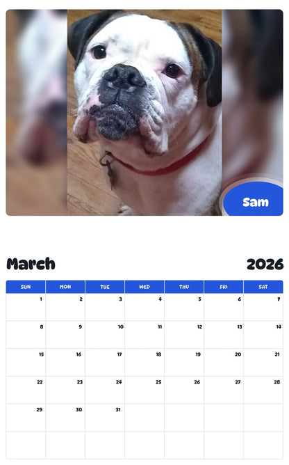 November 2025 - October 2026 Sam - Pawidols Pet Calendar