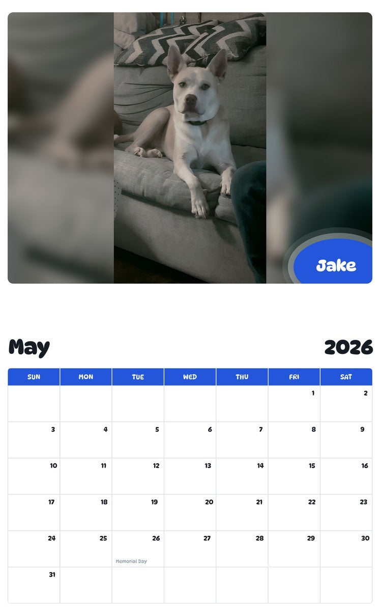 2026 - 2027 Jake - Pawidols Pet Calendar