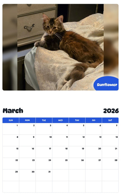November 2025 - October 2026 Sunflower - Pawidols Pet Calendar