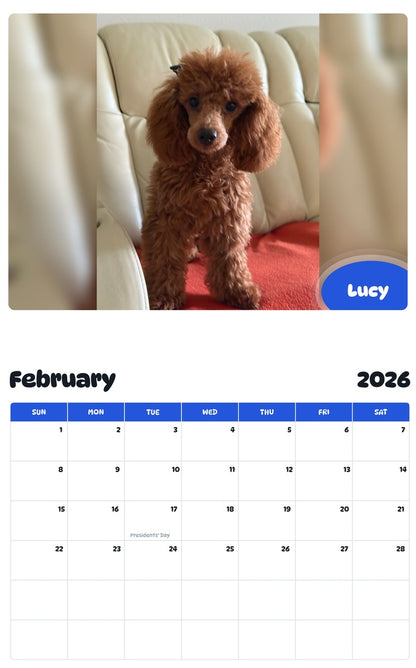 November 2025 - October 2026 Lucy - Pawidols Pet Calendar