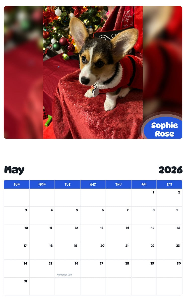 2026 - 2027 Sophie Rose - Pawidols Pet Calendar
