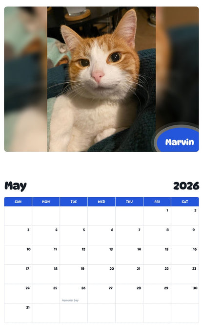 2026 - 2027 Marvin - Pawidols Pet Calendar