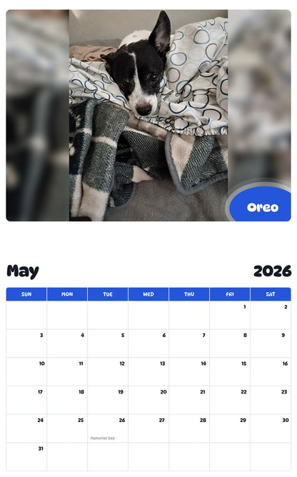 2026 - 2027 Oreo - Pawidols Pet Calendar