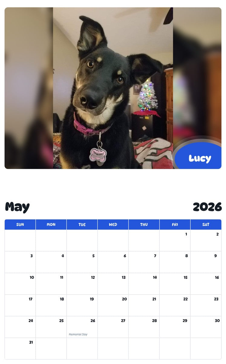 2026 - 2027 Lucy - Pawidols Pet Calendar