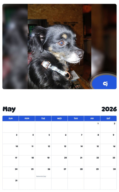 2026 - 2027 Cj - Pawidols Pet Calendar