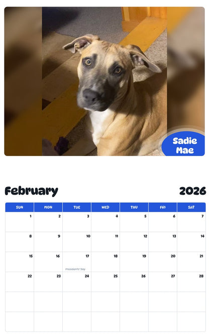 October 2025 - September 2026 Sadie Mae - Pawidols Pet Calendar