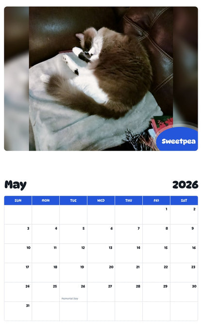 2026 - 2027 Sweetpea - Pawidols Pet Calendar