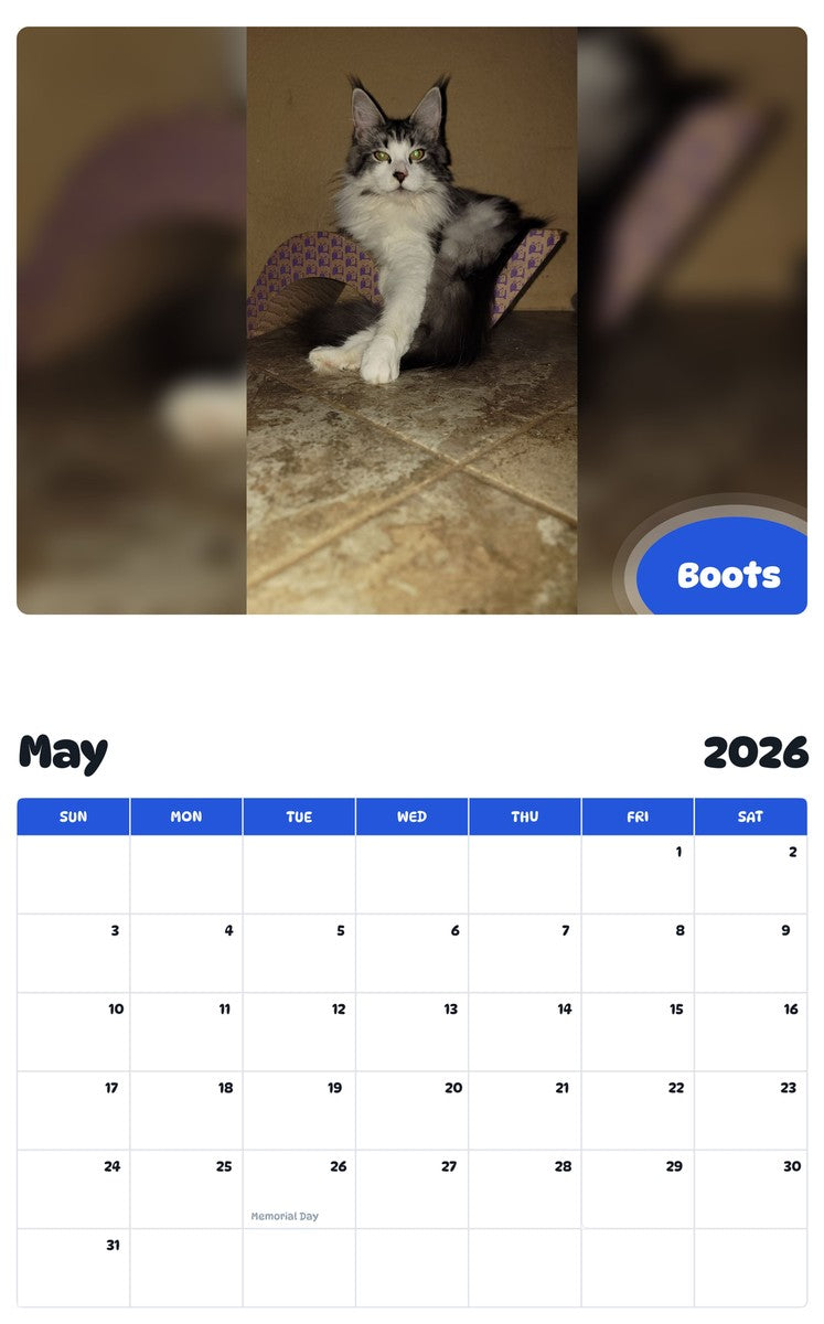 2026 - 2027 Boots - Pawidols Pet Calendar