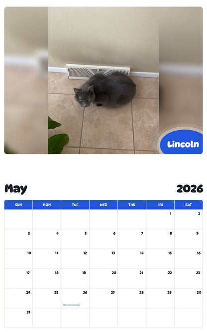 2026 - 2027 Lincoln - Pawidols Pet Calendar