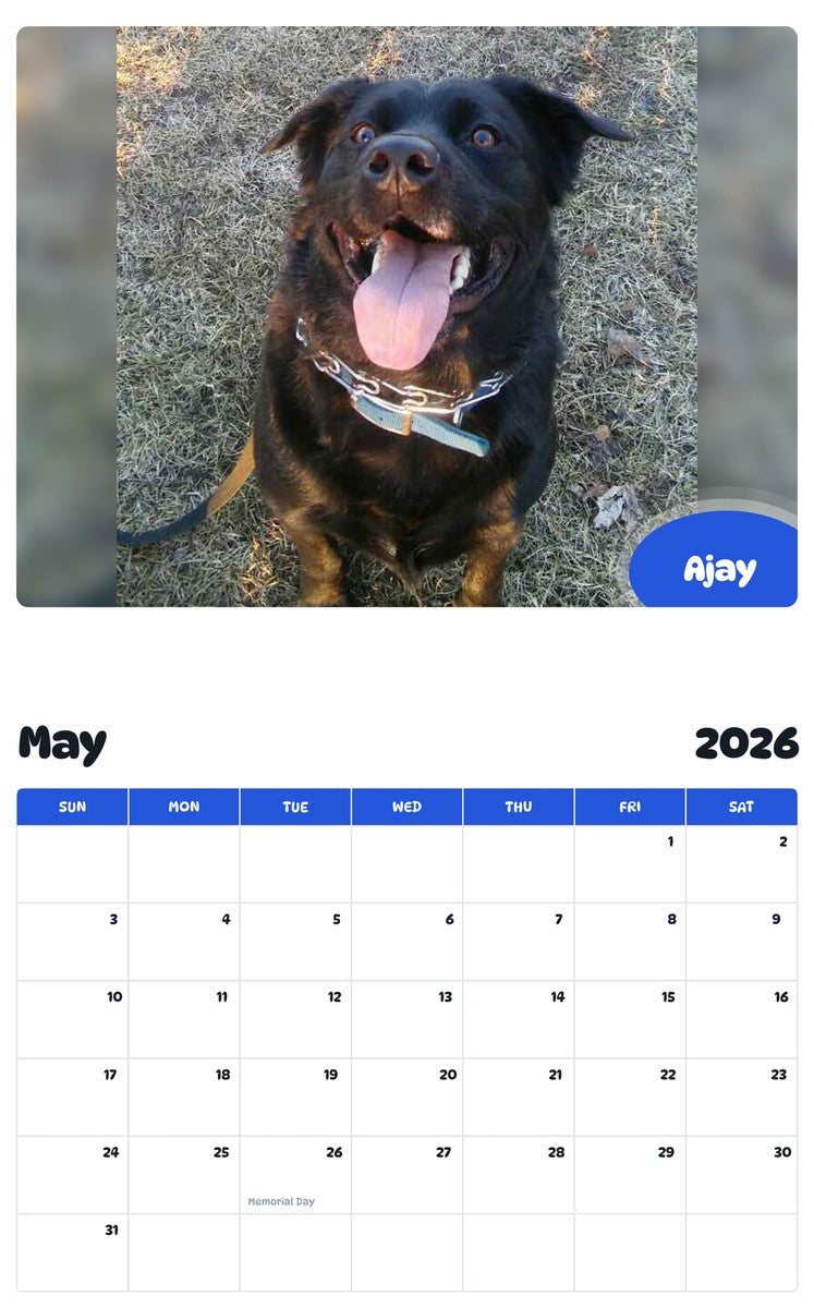 2026 - 2027 Ajay - Pawidols Pet Calendar