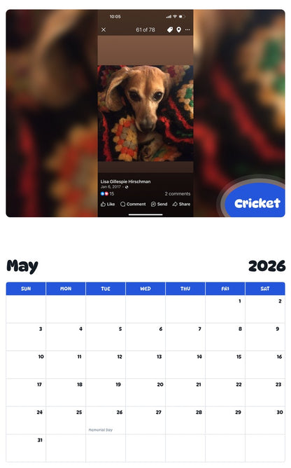 2026 - 2027 Cricket - Pawidols Pet Calendar