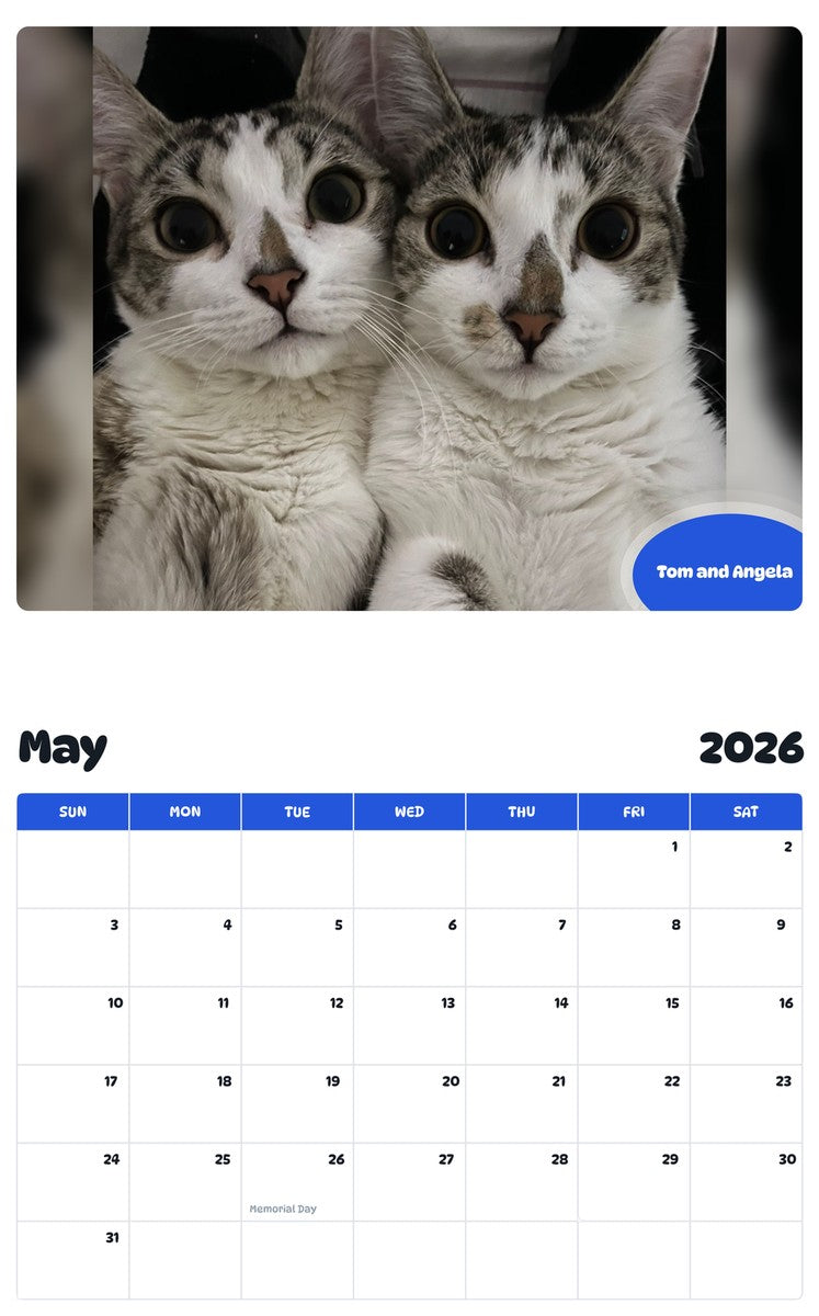 2026 - 2027 Tom and Angela - Pawidols Pet Calendar