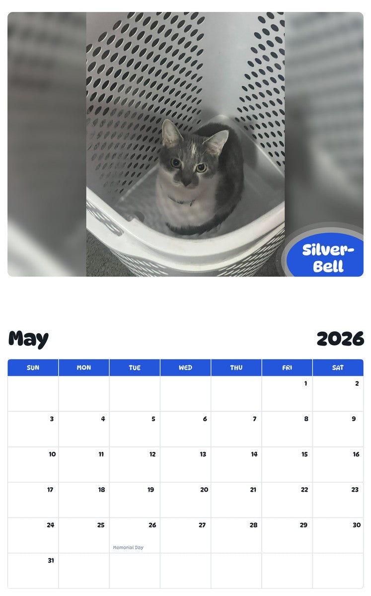 2026 - 2027 Silver-Bell - Pawidols Pet Calendar