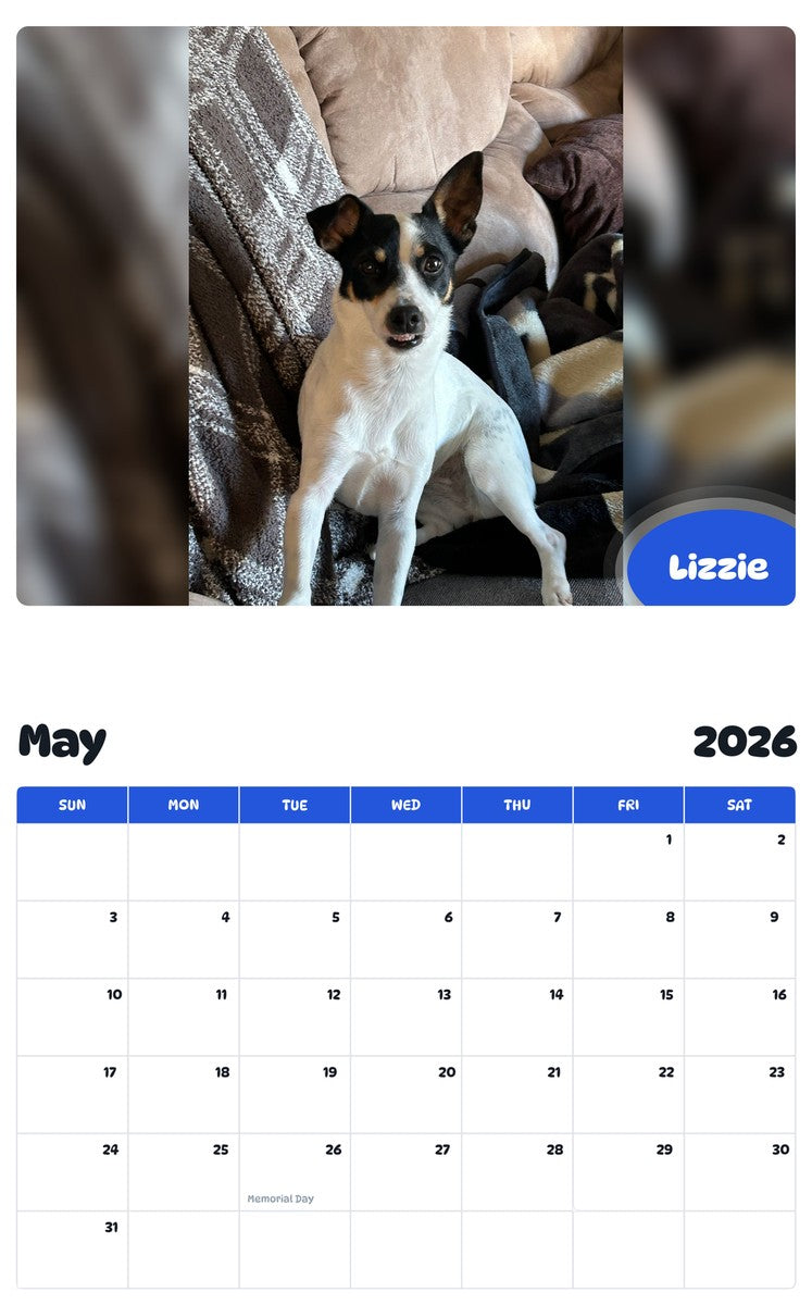 2026 - 2027 Lizzie - Pawidols Pet Calendar