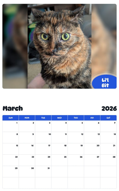 November 2025 - October 2026 Li'l Bit - Pawidols Pet Calendar