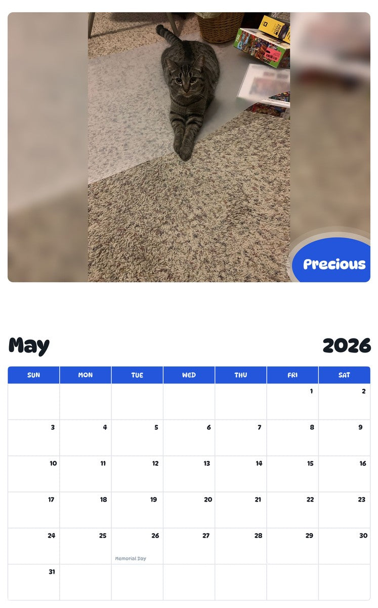 2026 - 2027 Precious - Pawidols Pet Calendar