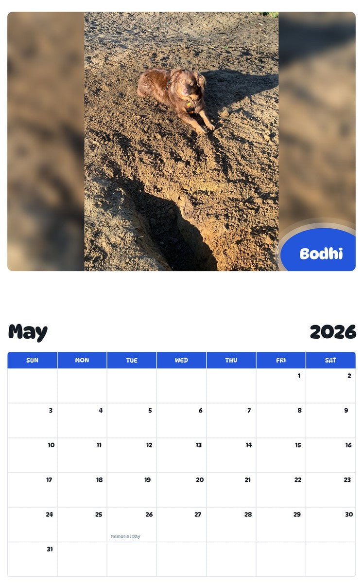 2026 - 2027 Bodhi - Pawidols Pet Calendar