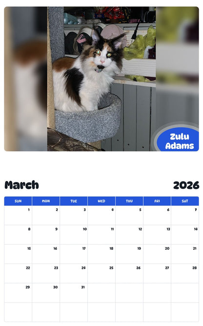 November 2025 - October 2026 Zulu Adams - Pawidols Pet Calendar