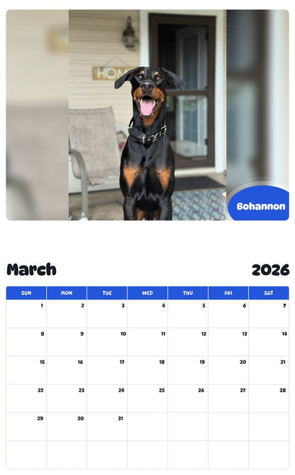 November 2025 - October 2026 Bohannon - Pawidols Pet Calendar