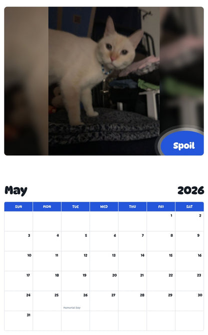 2026 - 2027 Spoil - Pawidols Pet Calendar