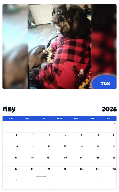 2026 - 2027 Tux - Pawidols Pet Calendar