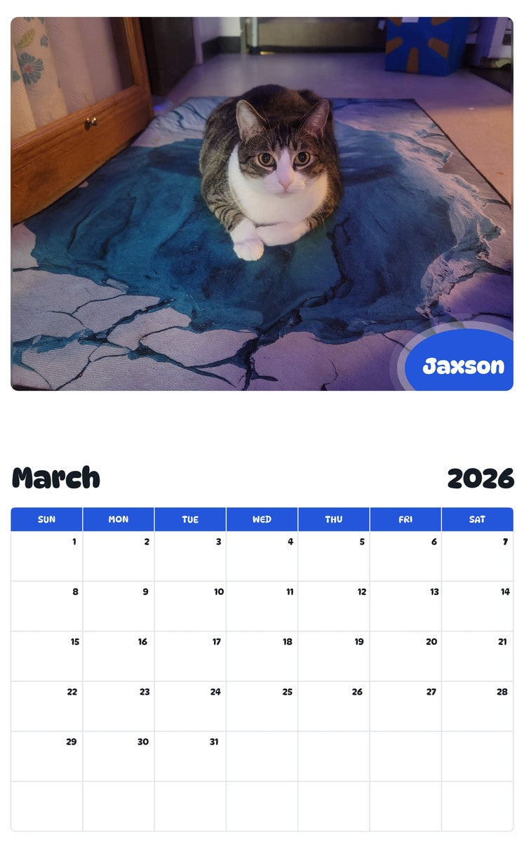November 2025 - October 2026 Jaxson - Pawidols Pet Calendar