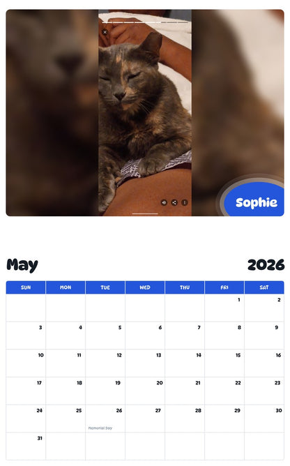 2026 - 2027 Sophie - Pawidols Pet Calendar