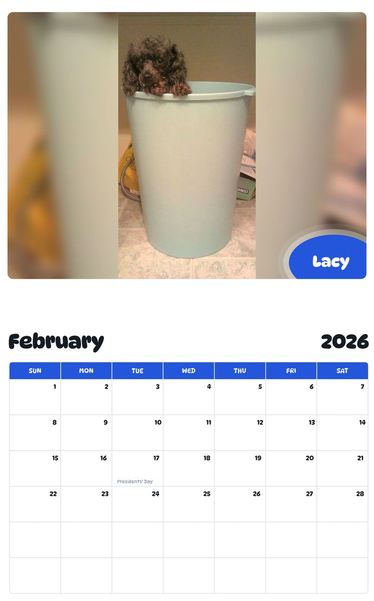 October 2025 - September 2026 Lacy - Pawidols Pet Calendar