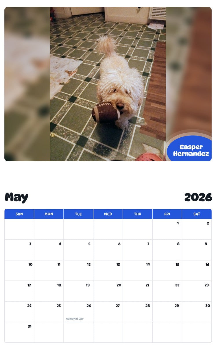 2026 - 2027 Casper Hernandez - Pawidols Pet Calendar