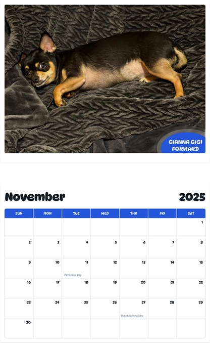 July 2025 - June 2026 Gianna GIGI Forward - Pawidols Pet Calendar