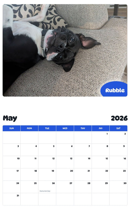 2026 - 2027 Rubble - Pawidols Pet Calendar