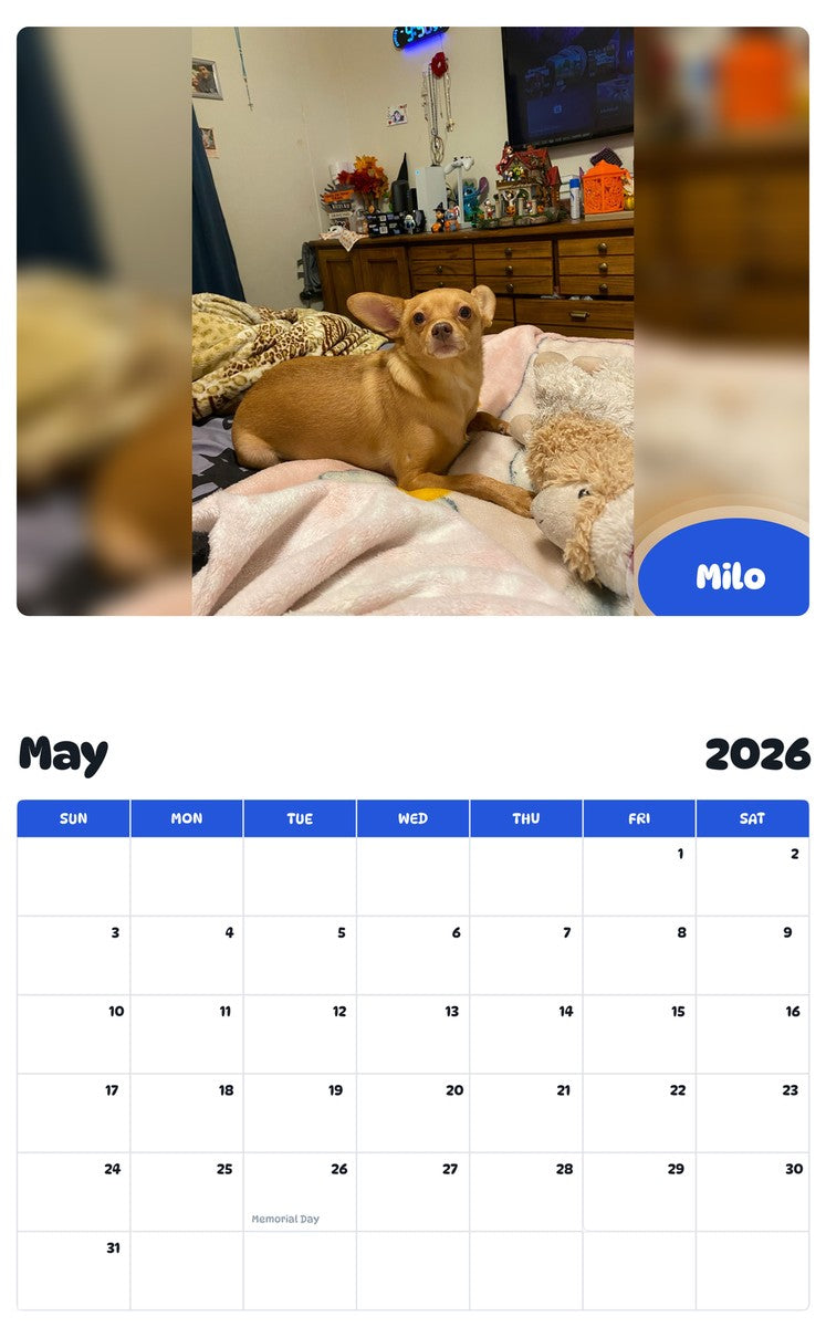 2026 - 2027 Milo - Pawidols Pet Calendar