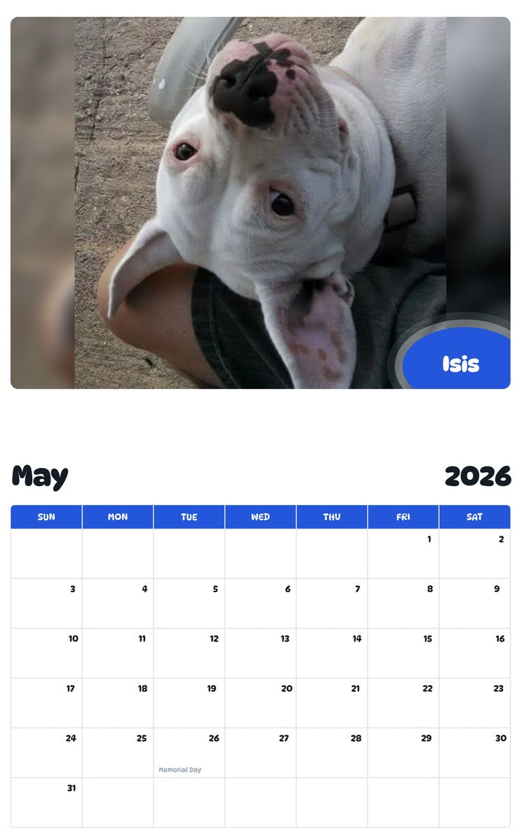 2026 - 2027 Isis - Pawidols Pet Calendar