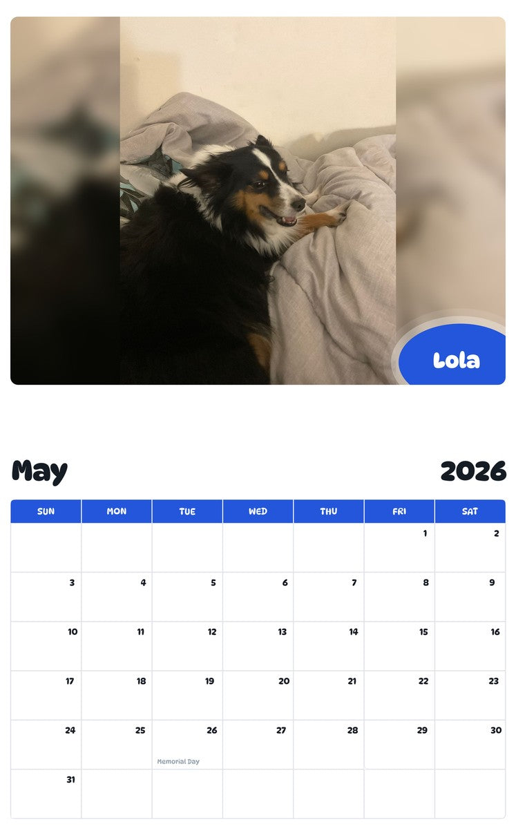 2026 - 2027 Lola - Pawidols Pet Calendar