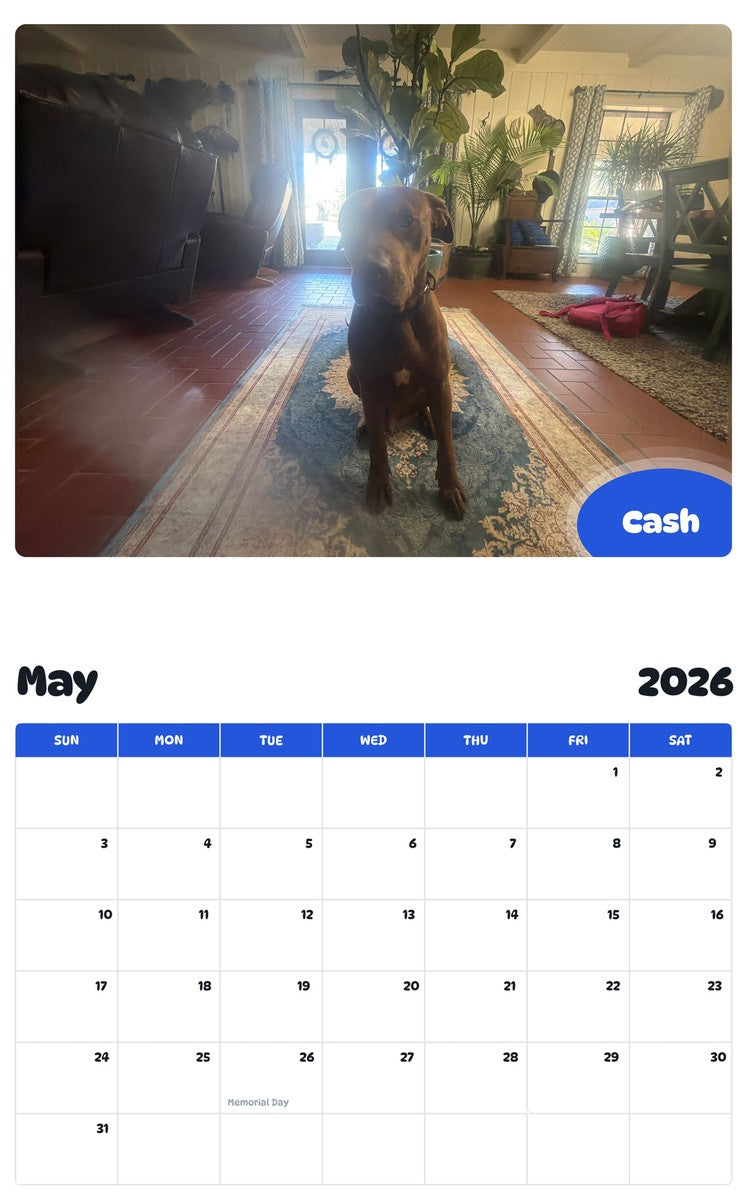 2026 - 2027 Cash - Pawidols Pet Calendar