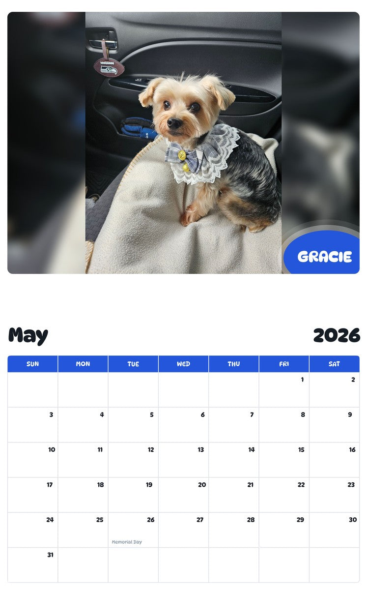 2026 - 2027 GRACIE - Pawidols Pet Calendar