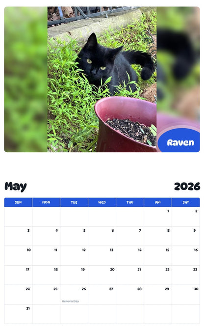 2026 - 2027 Raven - Pawidols Pet Calendar