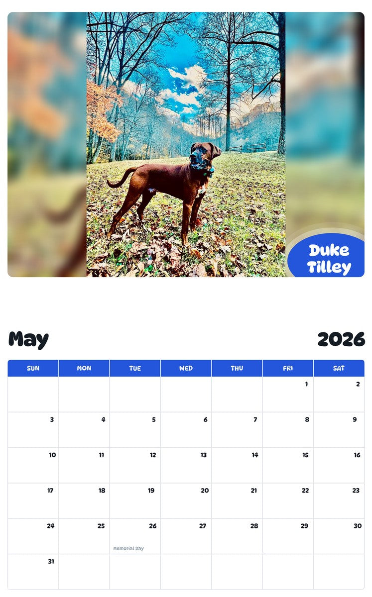 2026 - 2027 Duke Tilley - Pawidols Pet Calendar