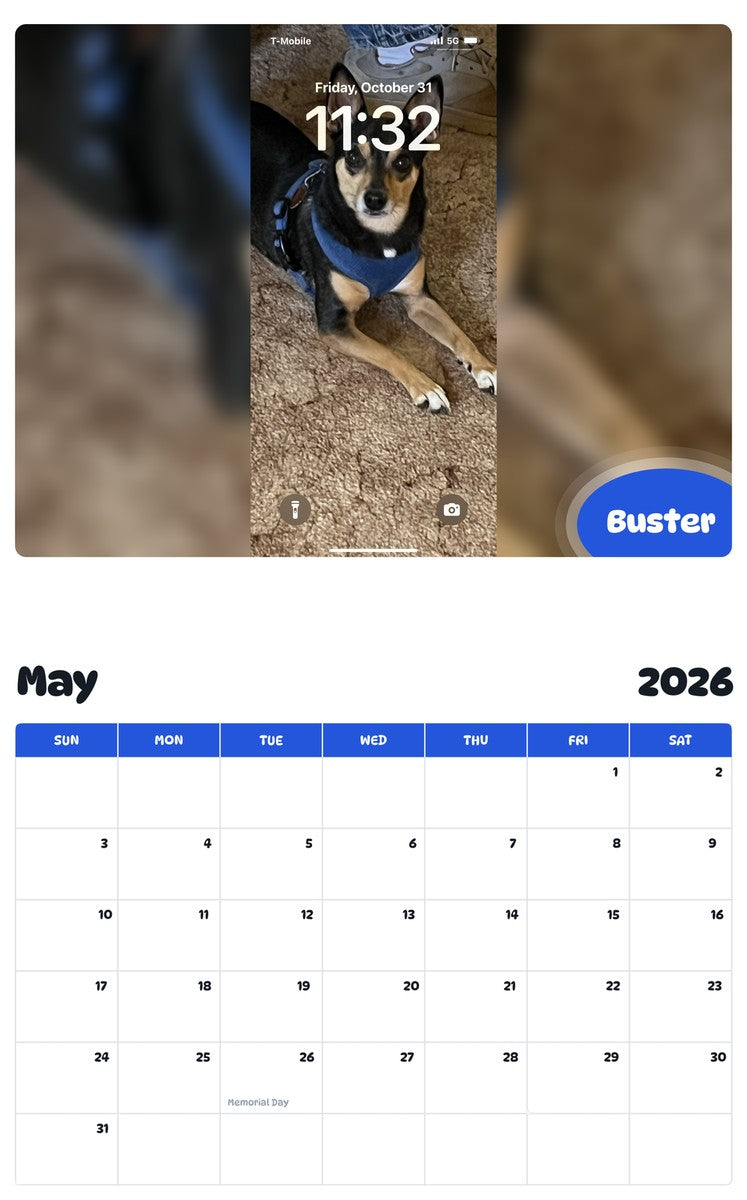 2026 - 2027 Buster - Pawidols Pet Calendar