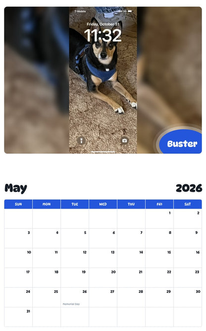 2026 - 2027 Buster - Pawidols Pet Calendar